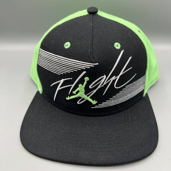 Air‎ Jordan Flight Hat Men Black Green Jumpman Snap Back Cap - Picture 1 of 8